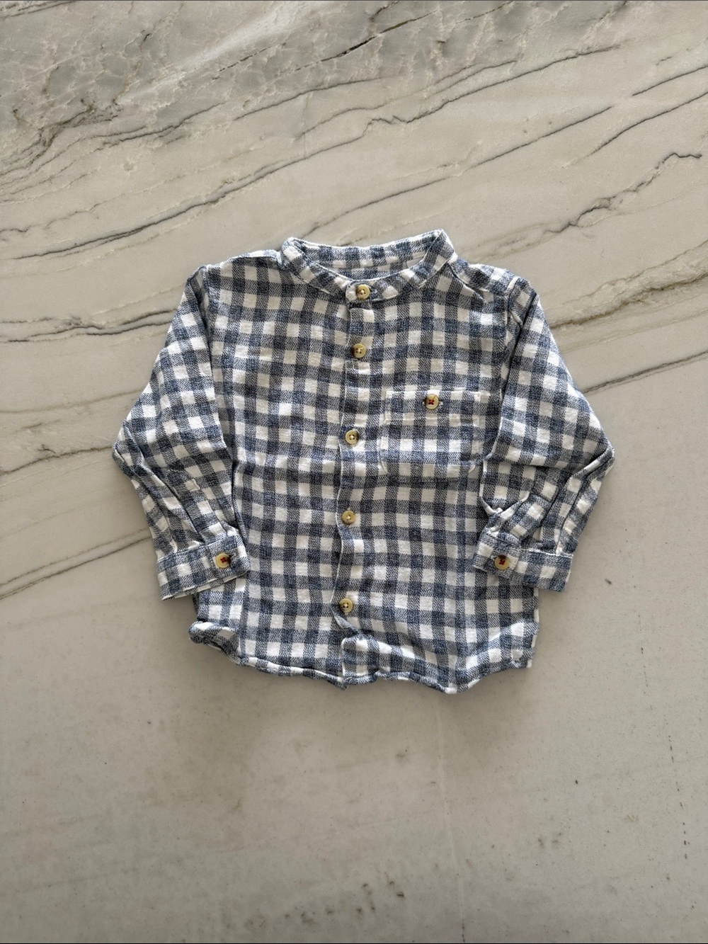 Zara Baby Slate Blue Gingham Flannel Shirt